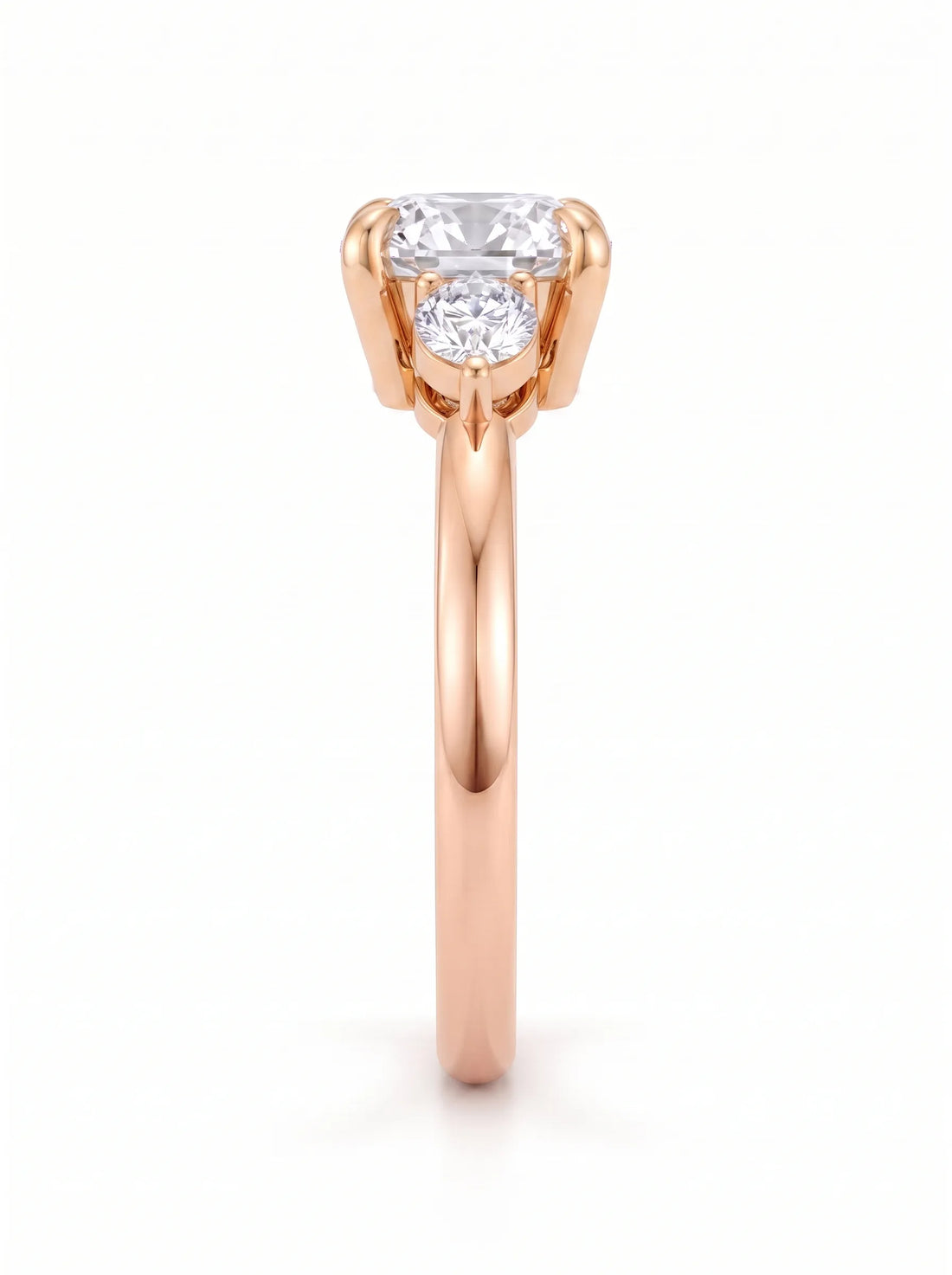 OctaPearl 1 ct Cushion Three Stone Lab Grown Diamond Engagement Ring
