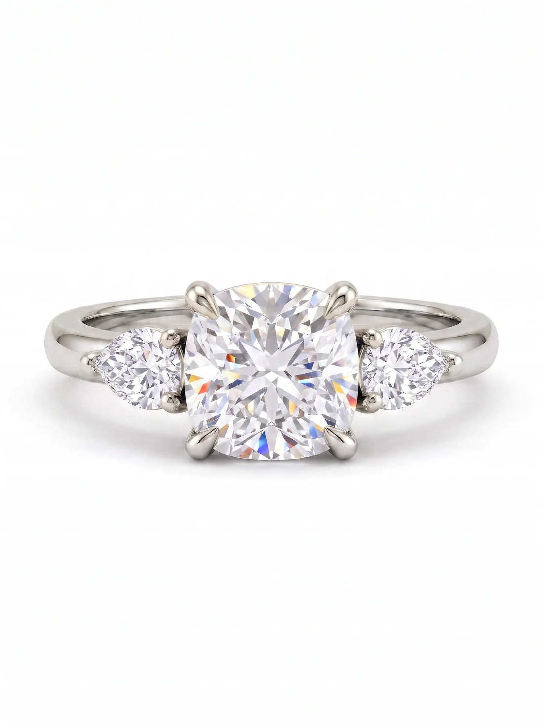 OctaPearl 1 ct Cushion Three Stone Lab Grown Diamond Engagement Ring