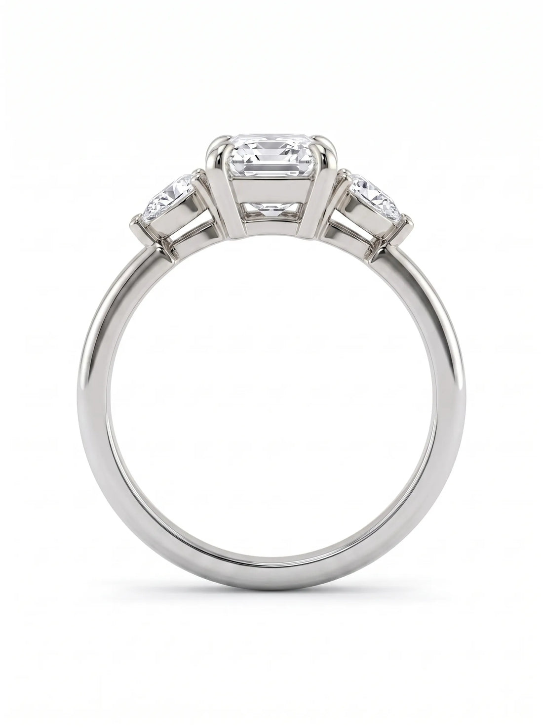 OctaPearl 1 ct Cushion Three Stone Lab Grown Diamond Engagement Ring