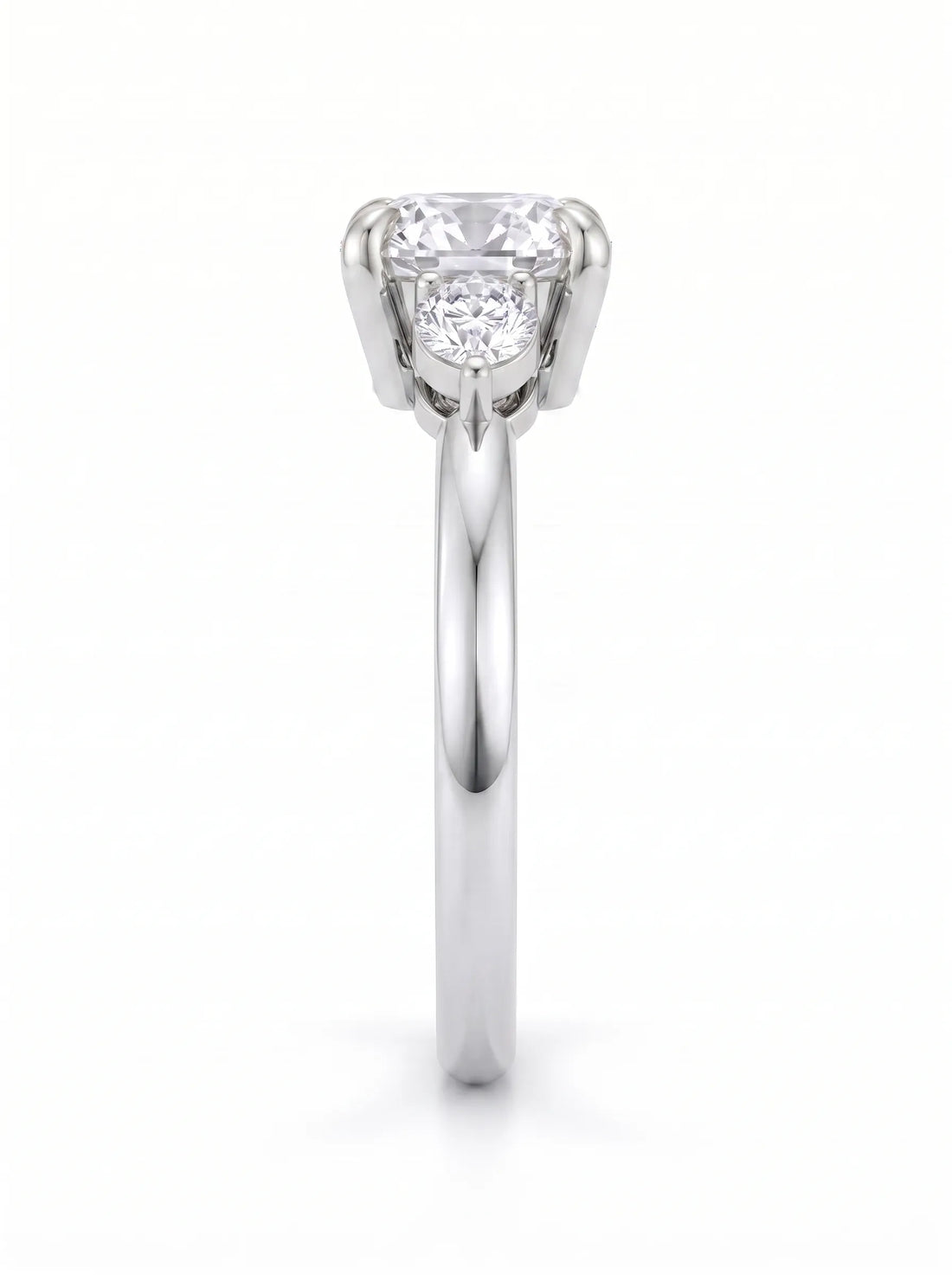 OctaPearl 1 ct Cushion Three Stone Lab Grown Diamond Engagement Ring