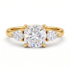OctaPearl 1 ct Cushion Three Stone Lab Grown Diamond Engagement Ring