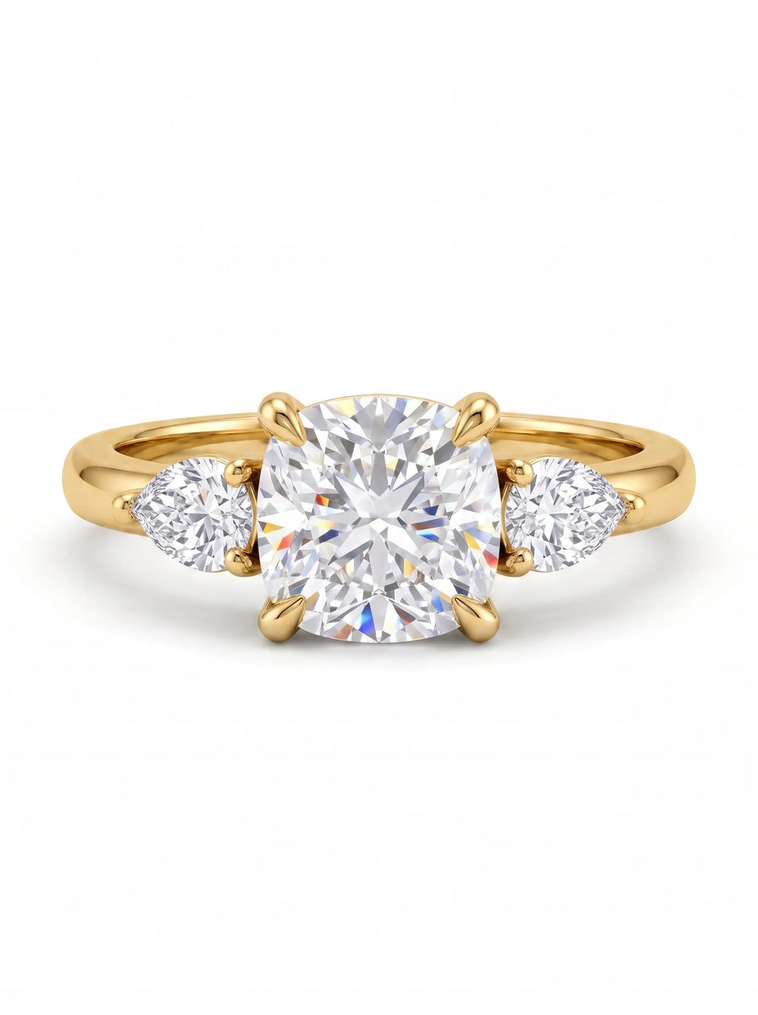 OctaPearl 1 ct Cushion Three Stone Lab Grown Diamond Engagement Ring