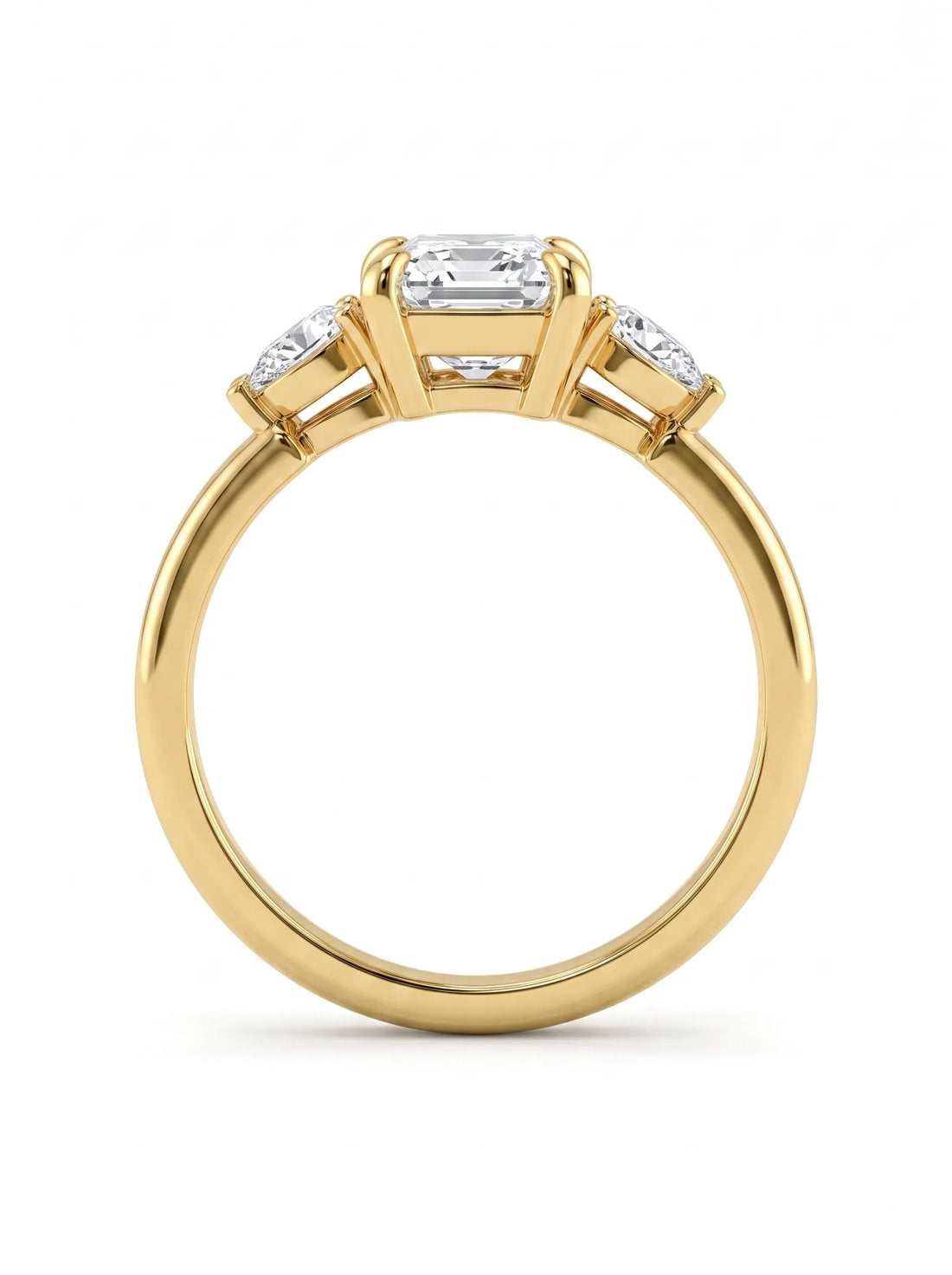 OctaPearl 1 ct Cushion Three Stone Lab Grown Diamond Engagement Ring