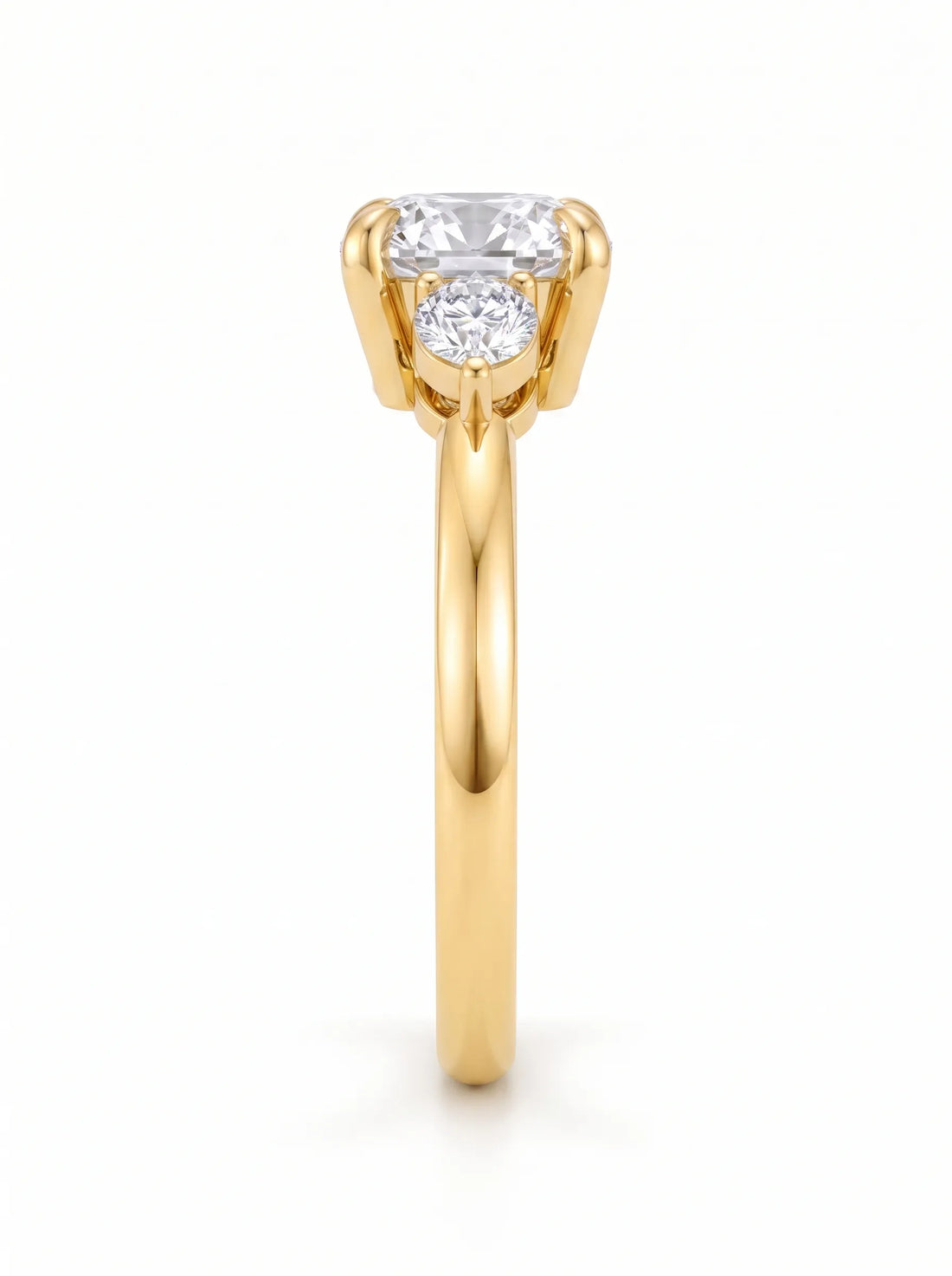 OctaPearl 1 ct Cushion Three Stone Lab Grown Diamond Engagement Ring