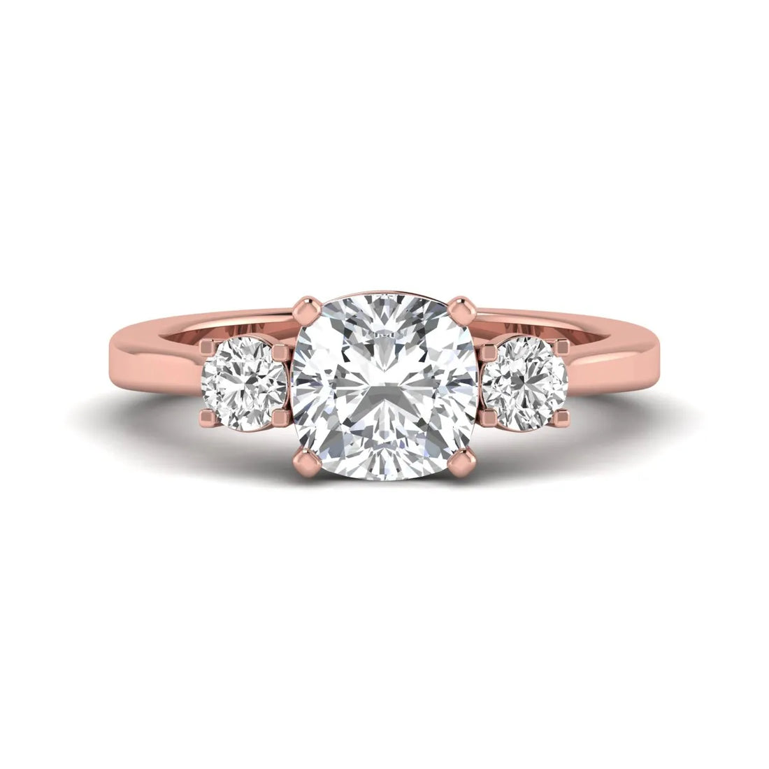 OctaPearl Cushion Three Stone Lab Grown Diamond Engagement Ring