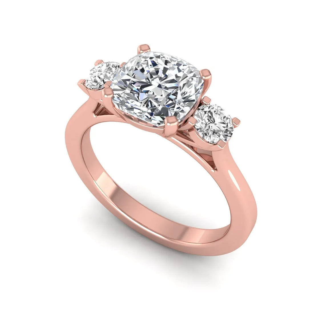 OctaPearl Cushion Three Stone Lab Grown Diamond Engagement Ring