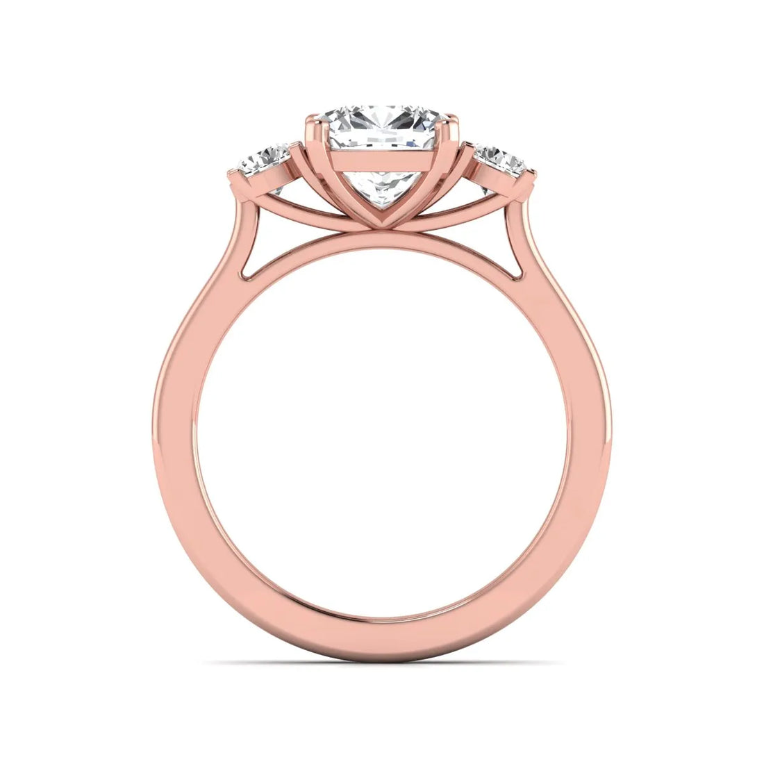 OctaPearl Cushion Three Stone Lab Grown Diamond Engagement Ring