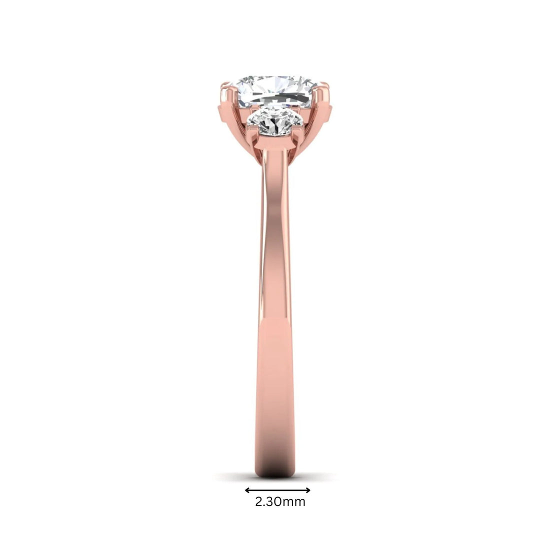OctaPearl Cushion Three Stone Lab Grown Diamond Engagement Ring