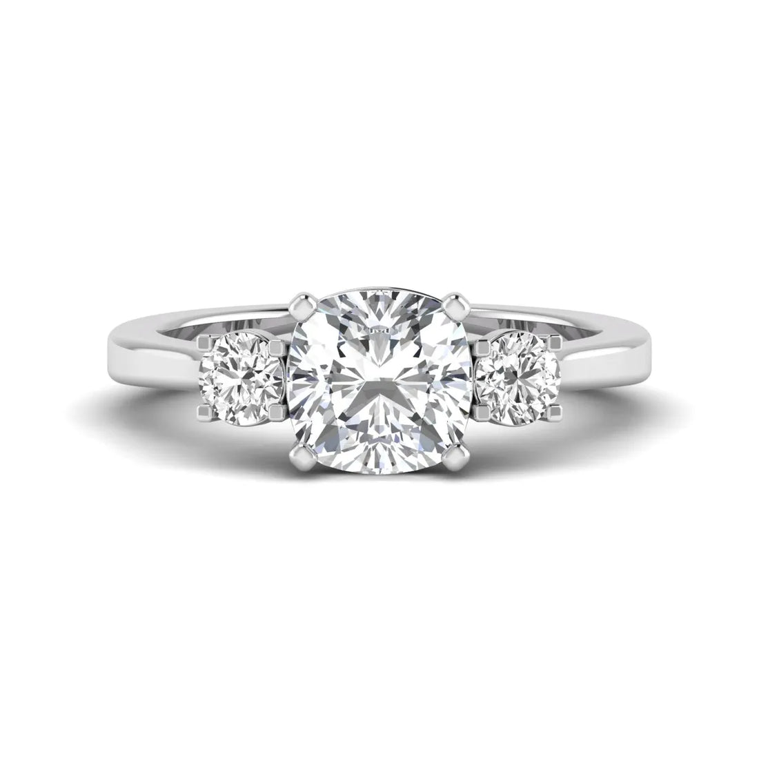 OctaPearl Cushion Three Stone Lab Grown Diamond Engagement Ring