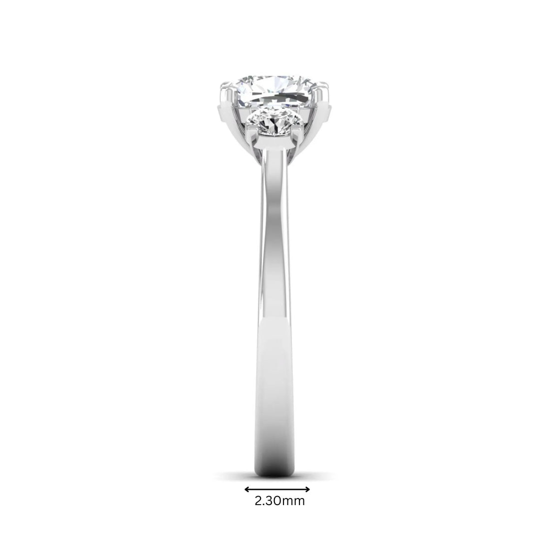 OctaPearl Cushion Three Stone Lab Grown Diamond Engagement Ring