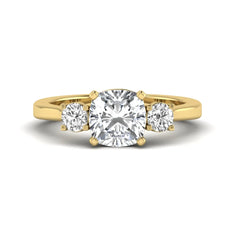 OctaPearl Cushion Three Stone Lab Grown Diamond Engagement Ring