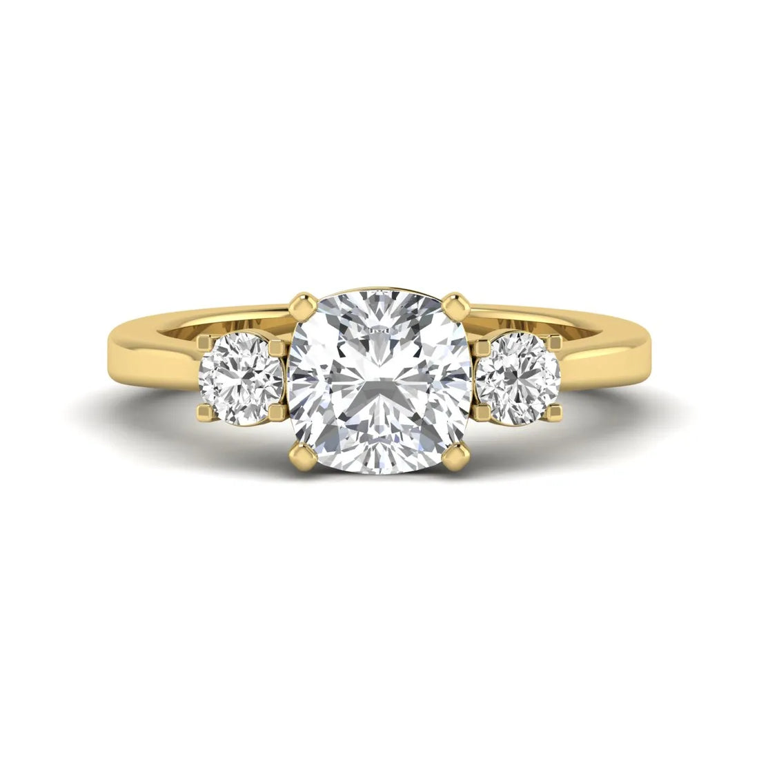 OctaPearl Cushion Three Stone Lab Grown Diamond Engagement Ring