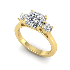 OctaPearl Cushion Three Stone Lab Grown Diamond Engagement Ring - alternate view