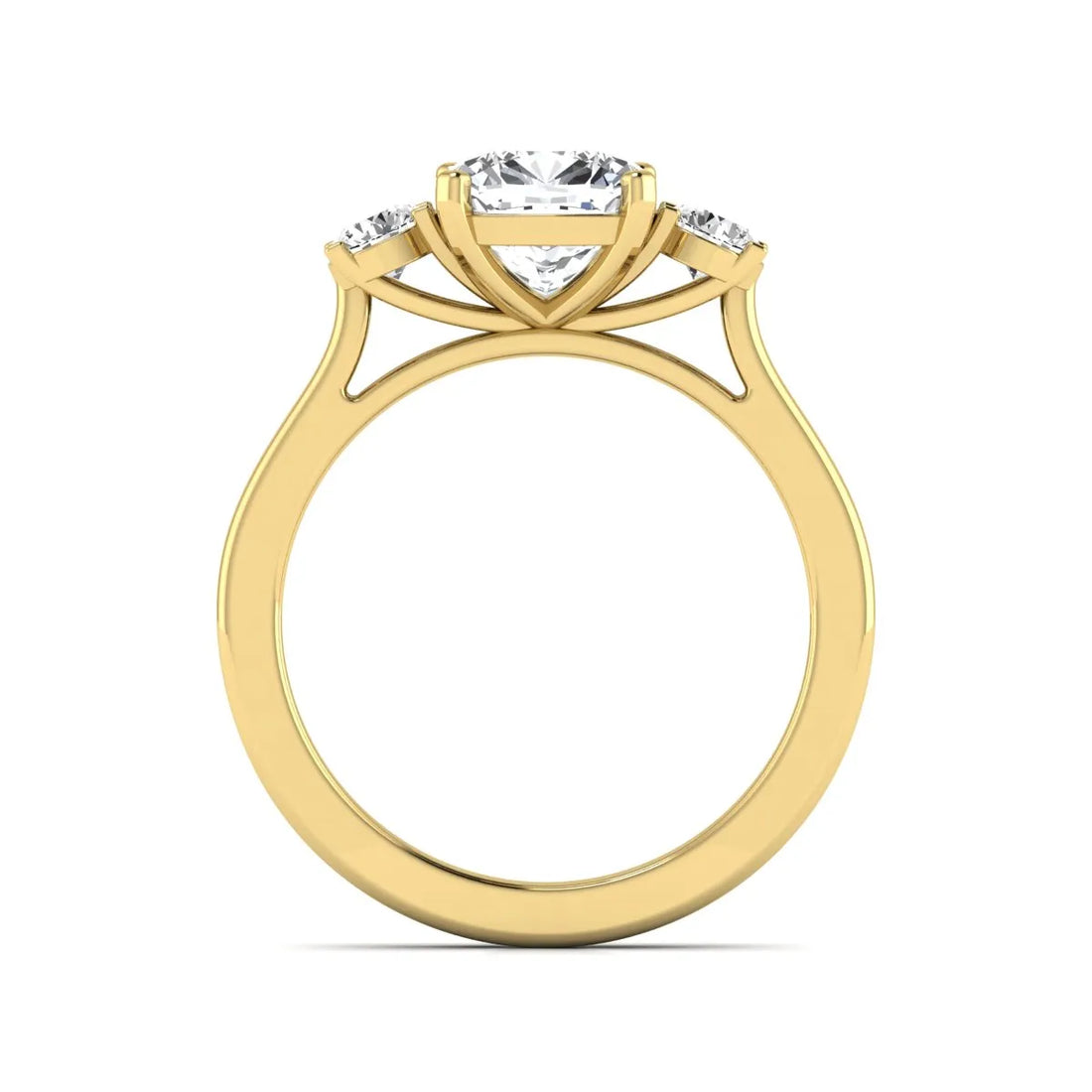 OctaPearl Cushion Three Stone Lab Grown Diamond Engagement Ring