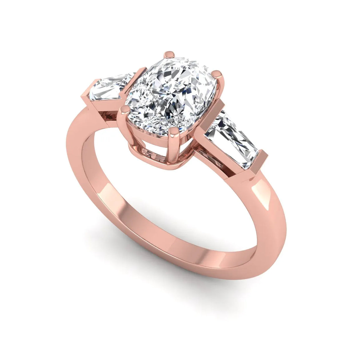 OctaPearl 2 ct Cushion Three Stone Lab Grown Diamond Engagement Ring