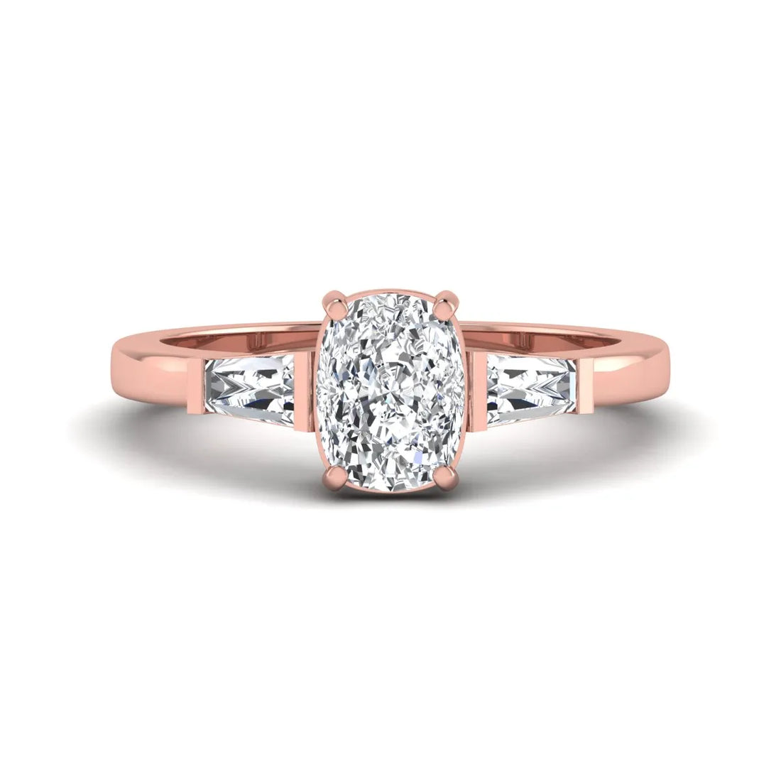 OctaPearl 2 ct Cushion Three Stone Lab Grown Diamond Engagement Ring