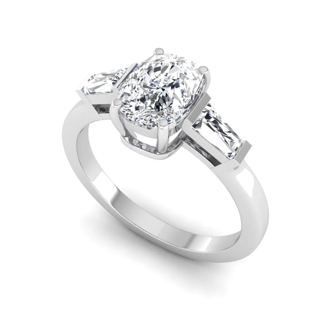 OctaPearl 2 ct Cushion Three Stone Lab Grown Diamond Engagement Ring