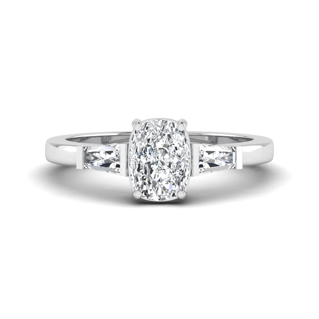 OctaPearl 2 ct Cushion Three Stone Lab Grown Diamond Engagement Ring