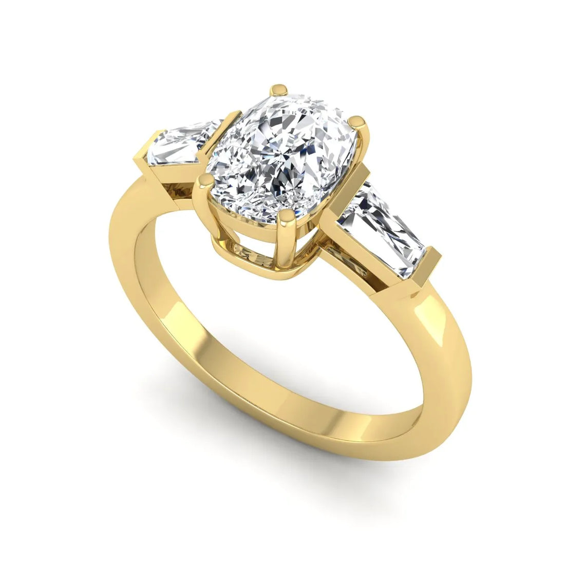OctaPearl 2 ct Cushion Three Stone Lab Grown Diamond Engagement Ring