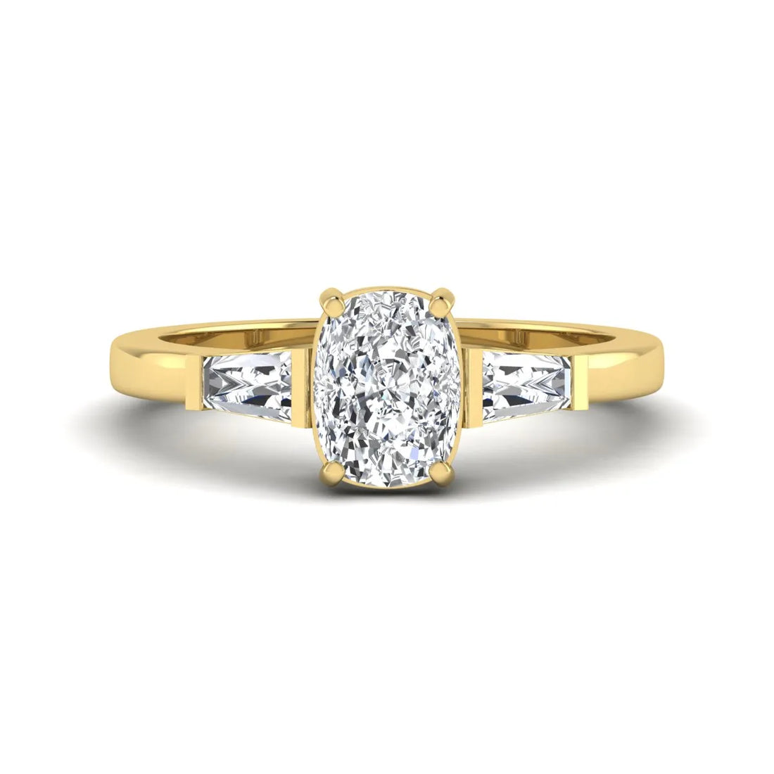 OctaPearl 2 ct Cushion Three Stone Lab Grown Diamond Engagement Ring