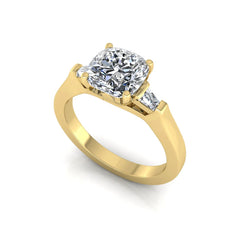 1.5 ct Cushion Three Stone Lab Grown Diamond Engagement Ring with Baguette Side Diamonds - alternate view