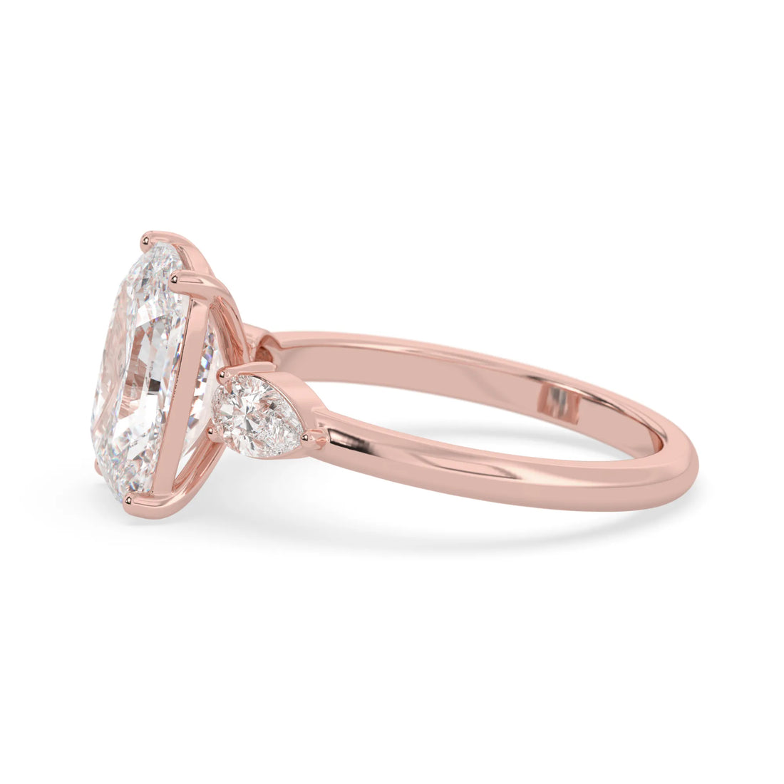 OctaPearl 4 ct Cushion Lab Grown Diamond Three Stone Engagement Ring