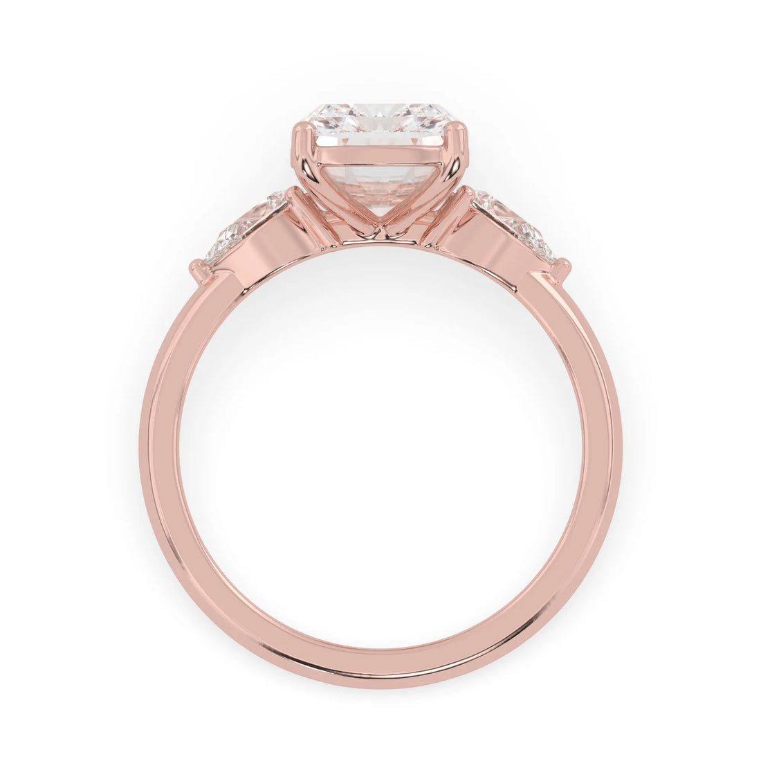 OctaPearl 4 ct Cushion Lab Grown Diamond Three Stone Engagement Ring