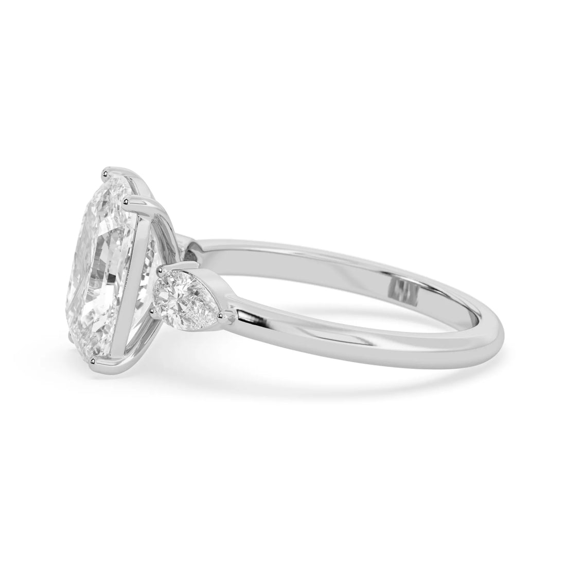 OctaPearl 4 ct Cushion Lab Grown Diamond Three Stone Engagement Ring