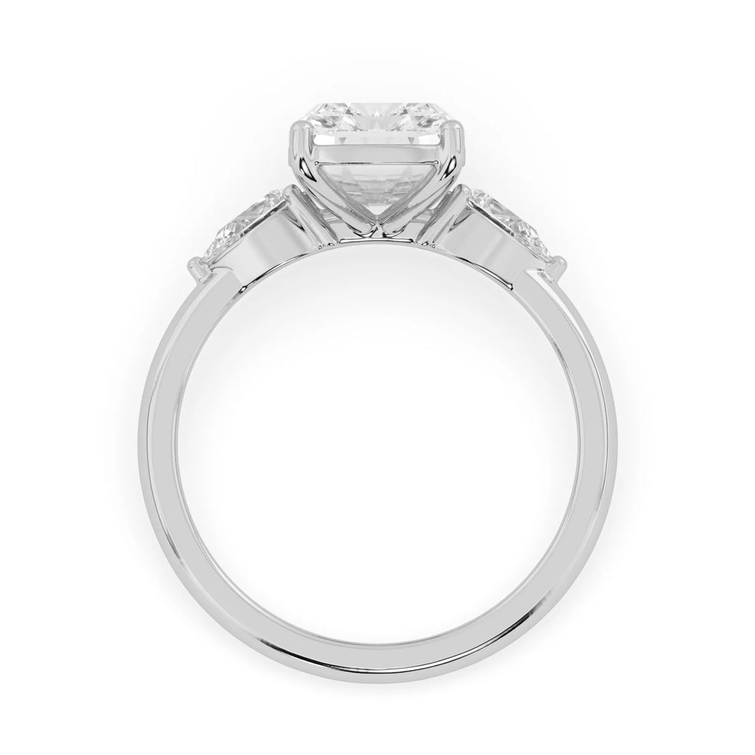 OctaPearl 4 ct Cushion Lab Grown Diamond Three Stone Engagement Ring