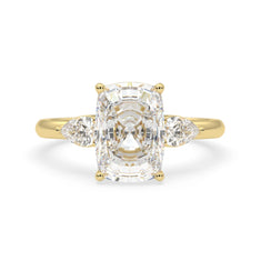 OctaPearl 4 ct Cushion Lab Grown Diamond Three Stone Engagement Ring