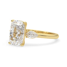 OctaPearl 4 ct Cushion Lab Grown Diamond Three Stone Engagement Ring - alternate view