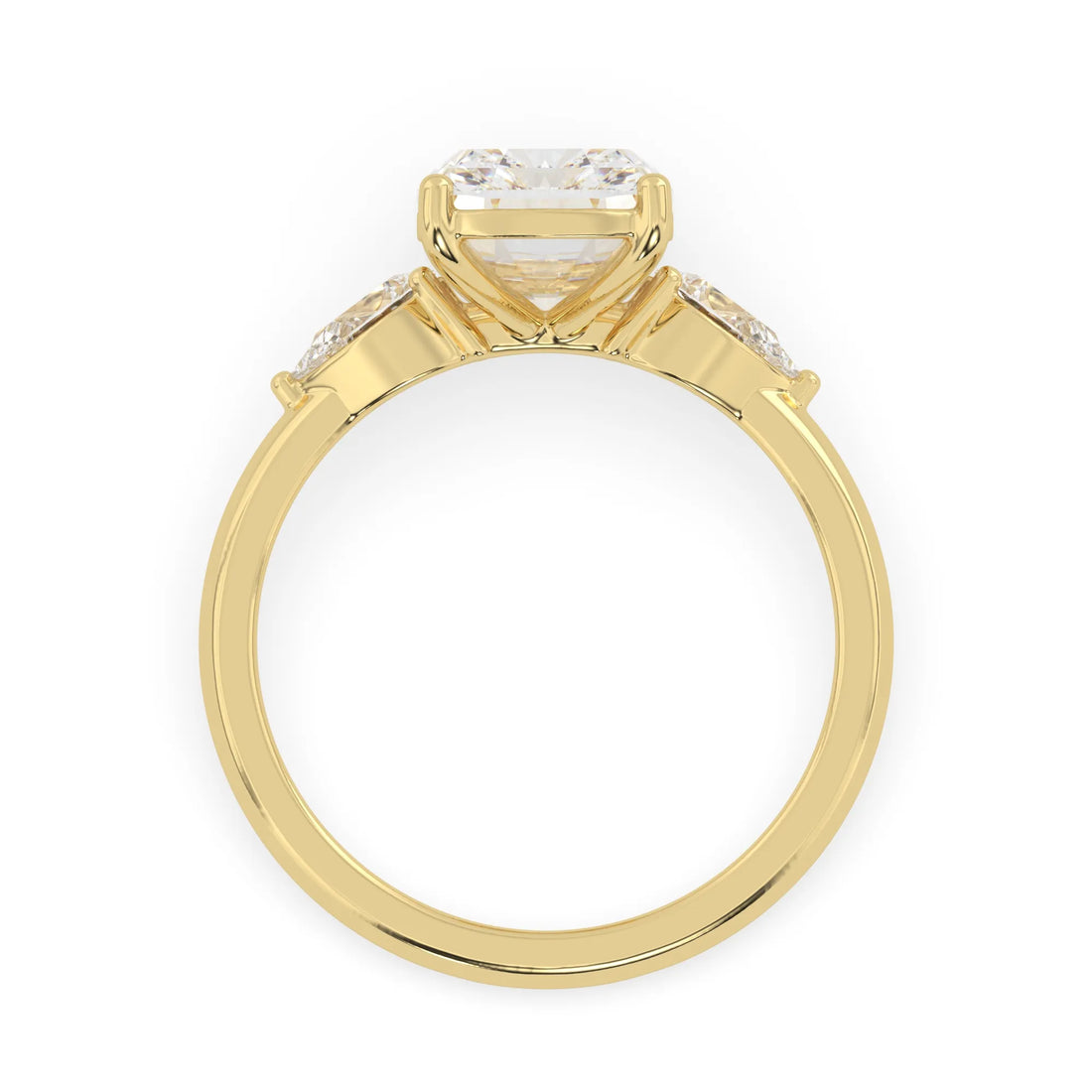 OctaPearl 4 ct Cushion Lab Grown Diamond Three Stone Engagement Ring