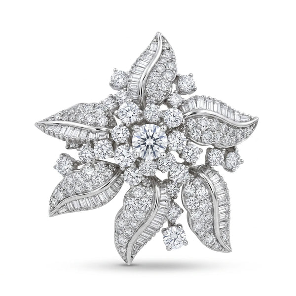 CZ Floral Inspire Brooch Pin - Sparkling Crystal Statement Jewelry