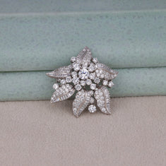 CZ Floral Inspire Brooch Pin - Sparkling Crystal Statement Jewelry - alternate view
