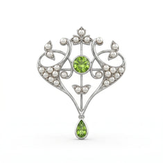 CZ Pavé Botanical Heart Inspire Brooch Pin | OctaPearl