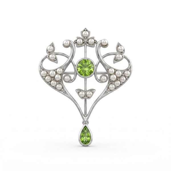 CZ Pavé Botanical Heart Inspire Brooch Pin | OctaPearl