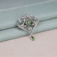 CZ Pavé Botanical Heart Inspire Brooch Pin | OctaPearl