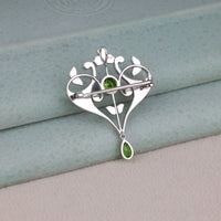 CZ Pavé Botanical Heart Inspire Brooch Pin | OctaPearl