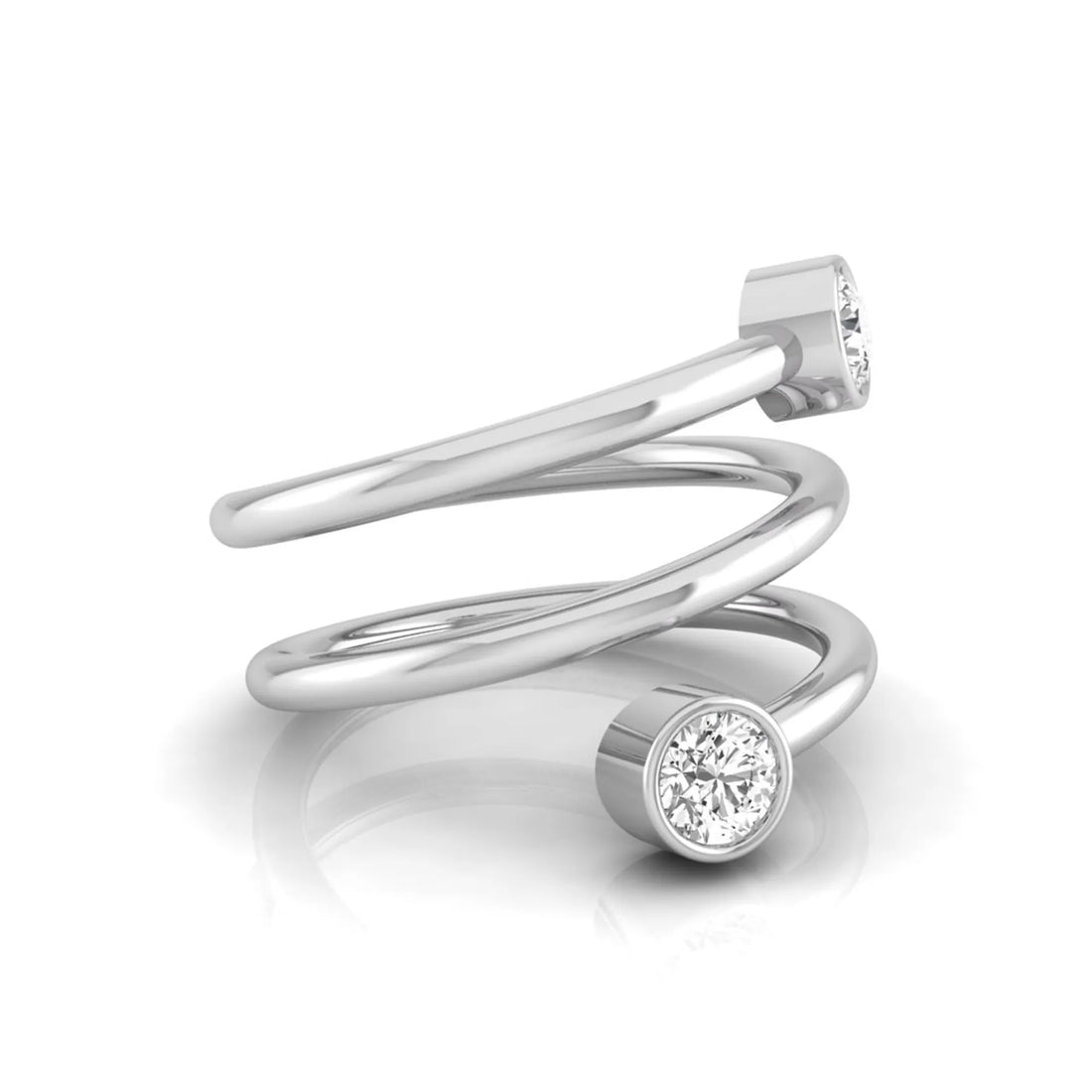 OctaPearl Bezel Set Round Two Stone Lab Grown Diamond Open Bypass Wrap Ring