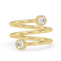 OctaPearl Bezel Set Round Two Stone Lab Grown Diamond Open Bypass Wrap Ring