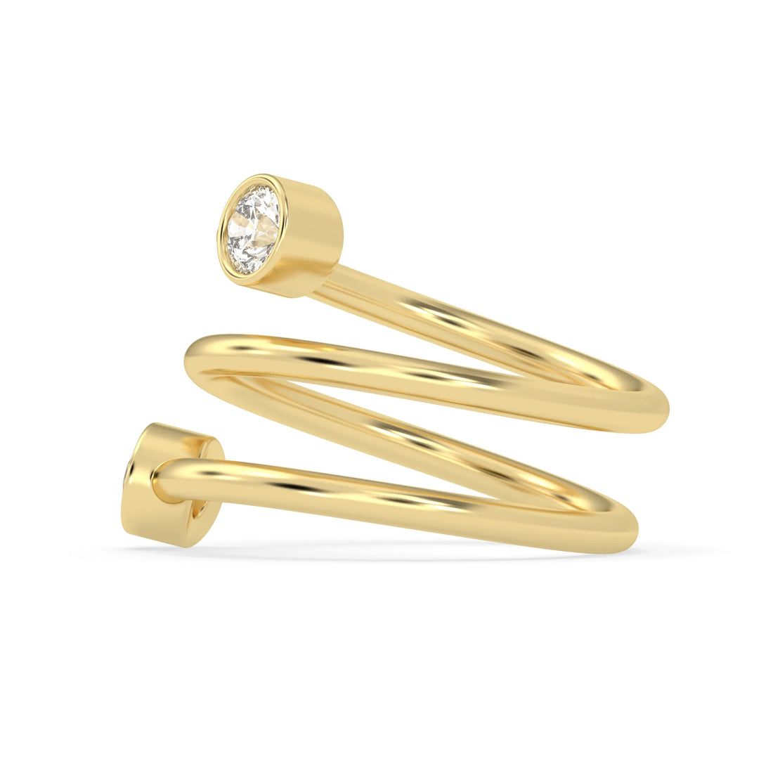 OctaPearl Bezel Set Round Two Stone Lab Grown Diamond Open Bypass Wrap Ring