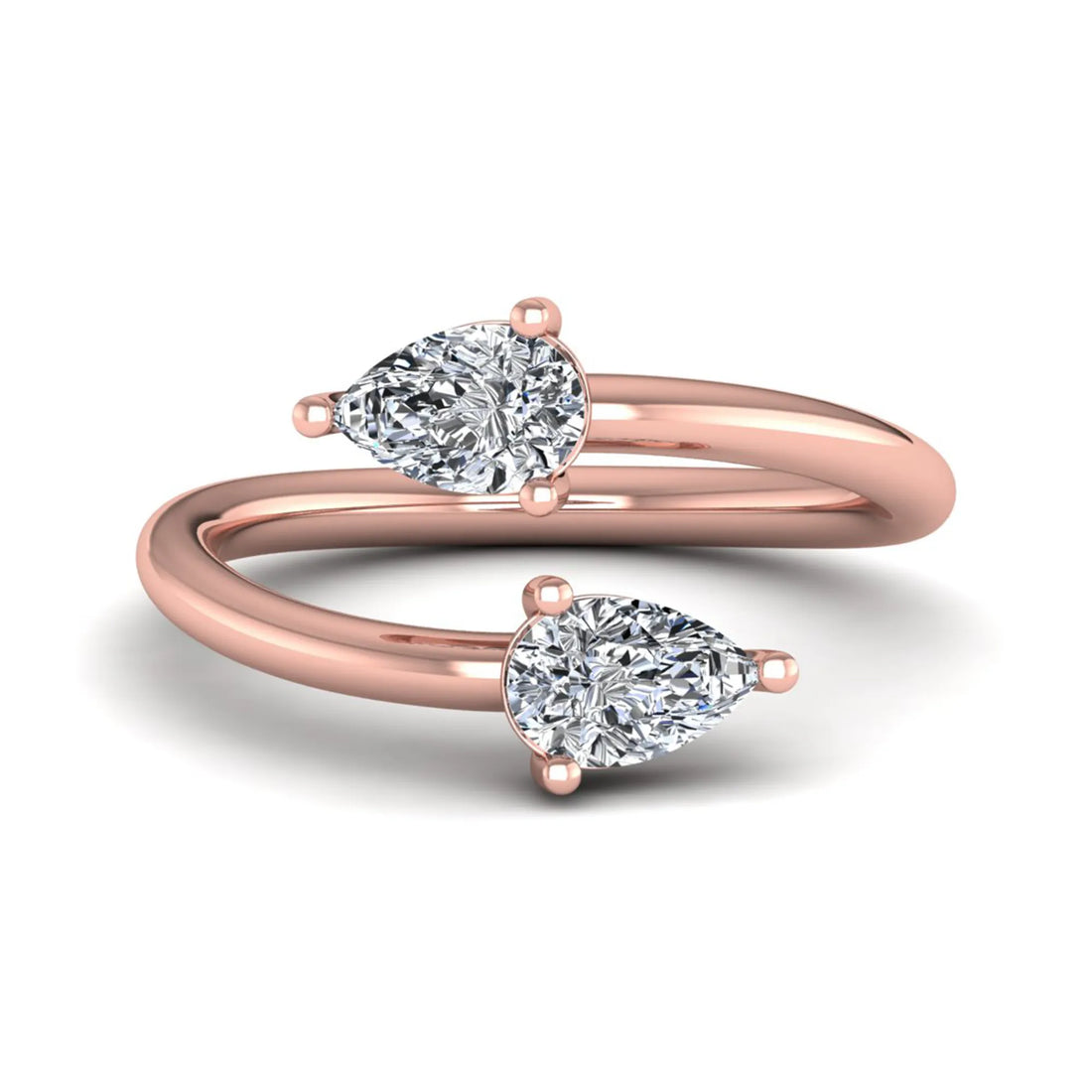 OctaPearl Pear Two Stone Lab Grown Diamond Open Gap Bypass Ring