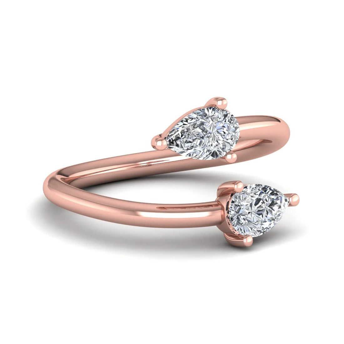 OctaPearl Pear Two Stone Lab Grown Diamond Open Gap Bypass Ring