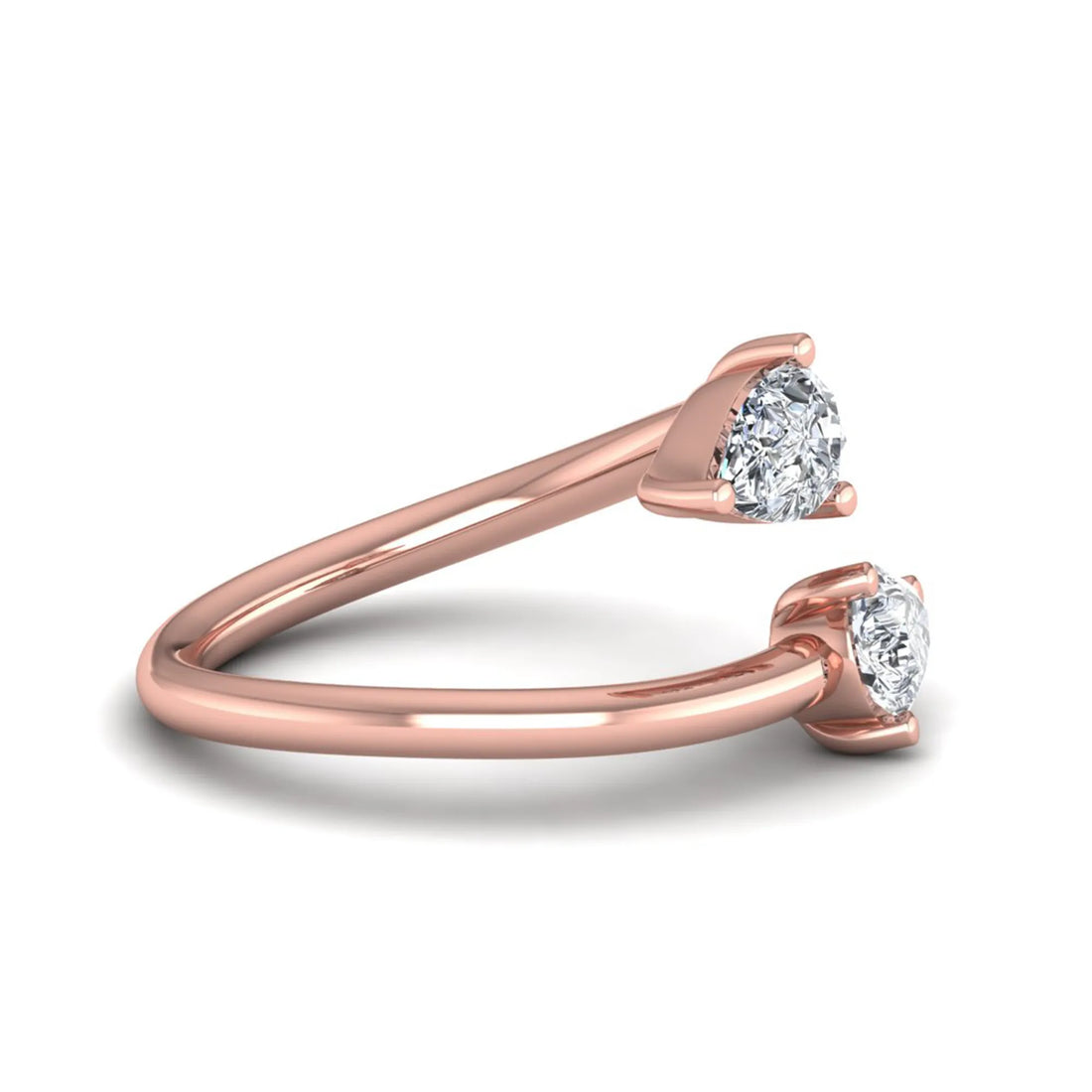 OctaPearl Pear Two Stone Lab Grown Diamond Open Gap Bypass Ring