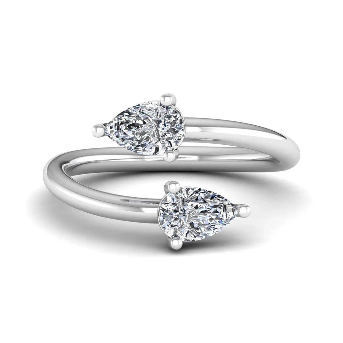 OctaPearl Pear Two Stone Lab Grown Diamond Open Gap Bypass Ring