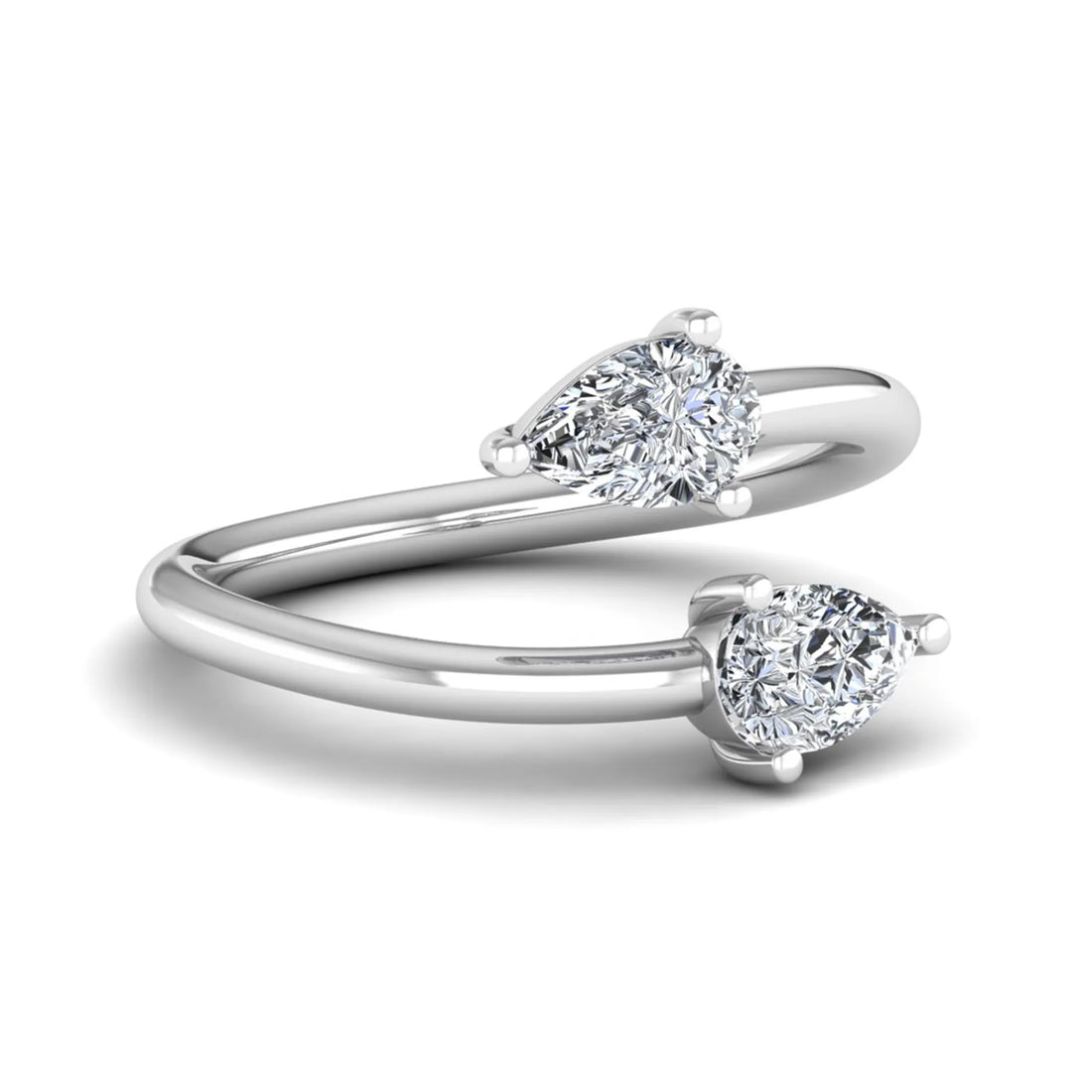 OctaPearl Pear Two Stone Lab Grown Diamond Open Gap Bypass Ring