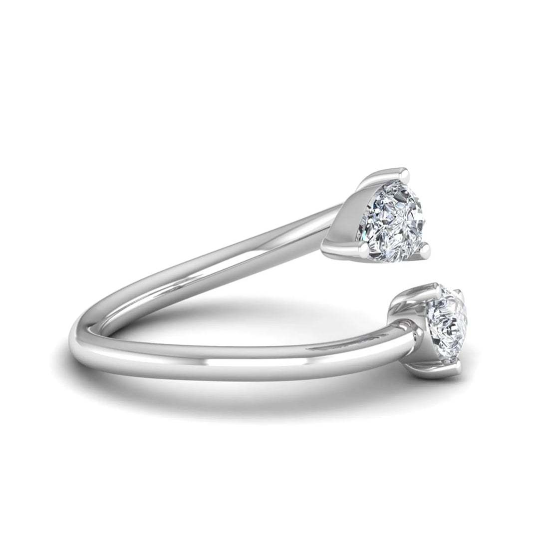 OctaPearl Pear Two Stone Lab Grown Diamond Open Gap Bypass Ring