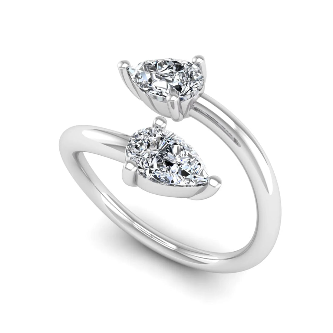 OctaPearl Pear Two Stone Lab Grown Diamond Open Gap Bypass Ring