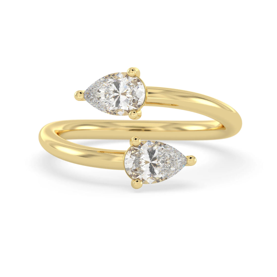 OctaPearl Pear Two Stone Lab Grown Diamond Open Gap Bypass Ring