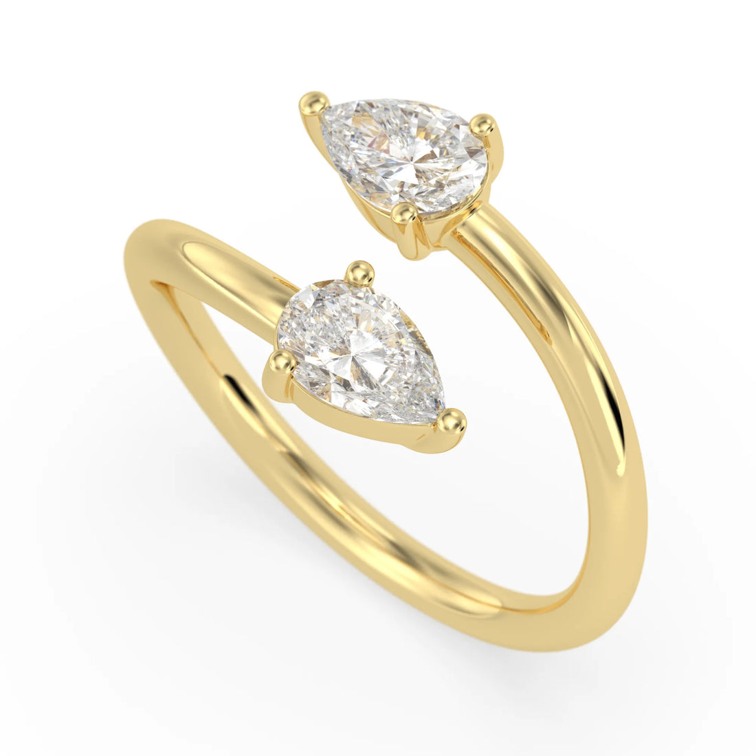 OctaPearl Pear Two Stone Lab Grown Diamond Open Gap Bypass Ring